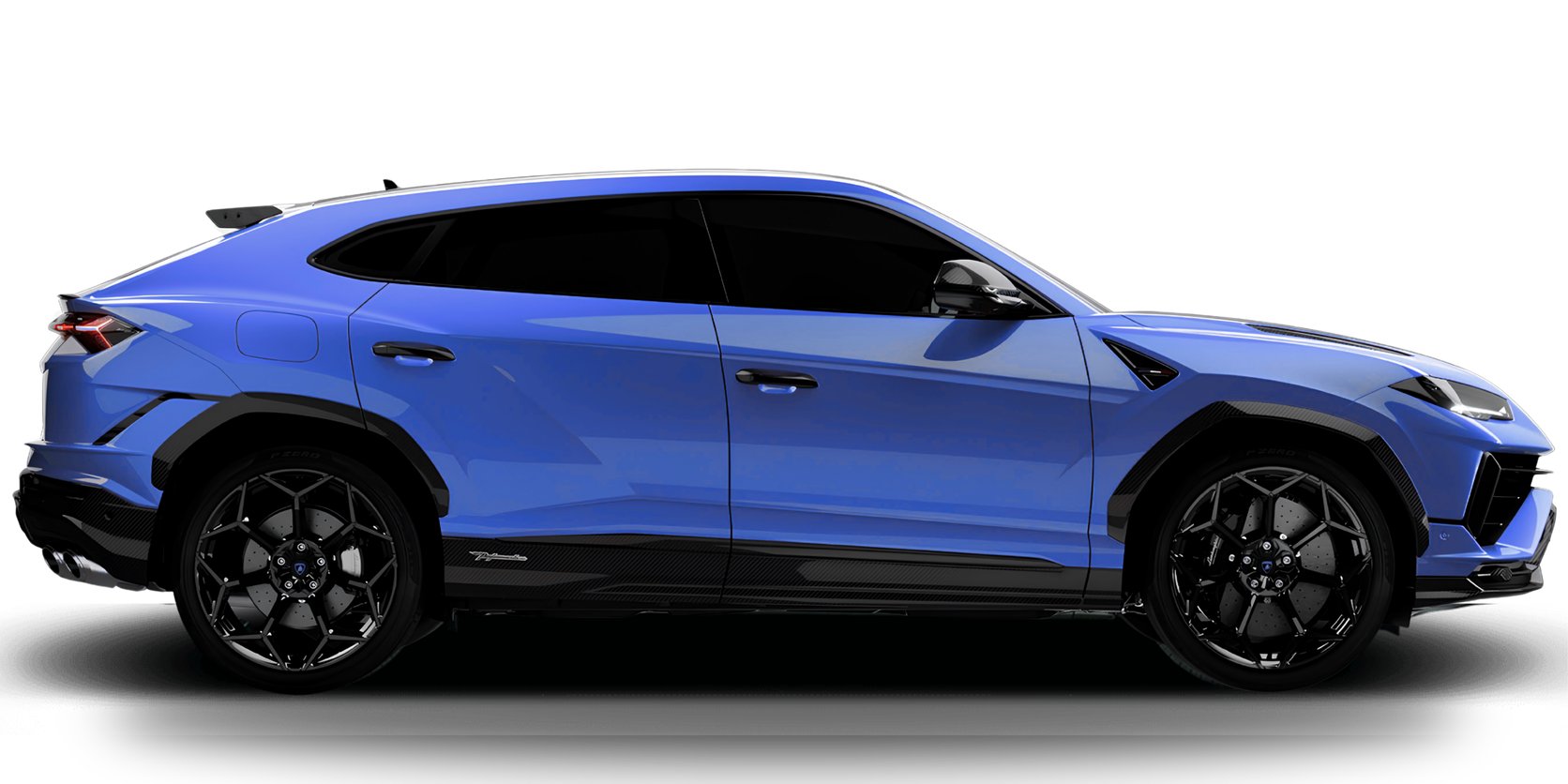 Lamborghini Urus Performante bleu Blu Eleos vue de côté